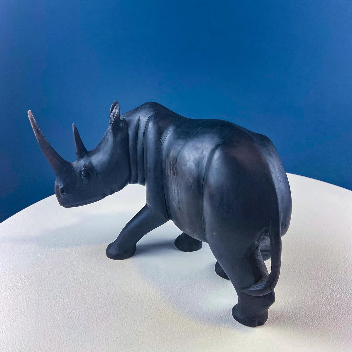 African Rhino Carved Wood Sculpture | Figurine for Animal & Safari Lovers | Wildlife Statue | Gift for Him, Dad, Friend