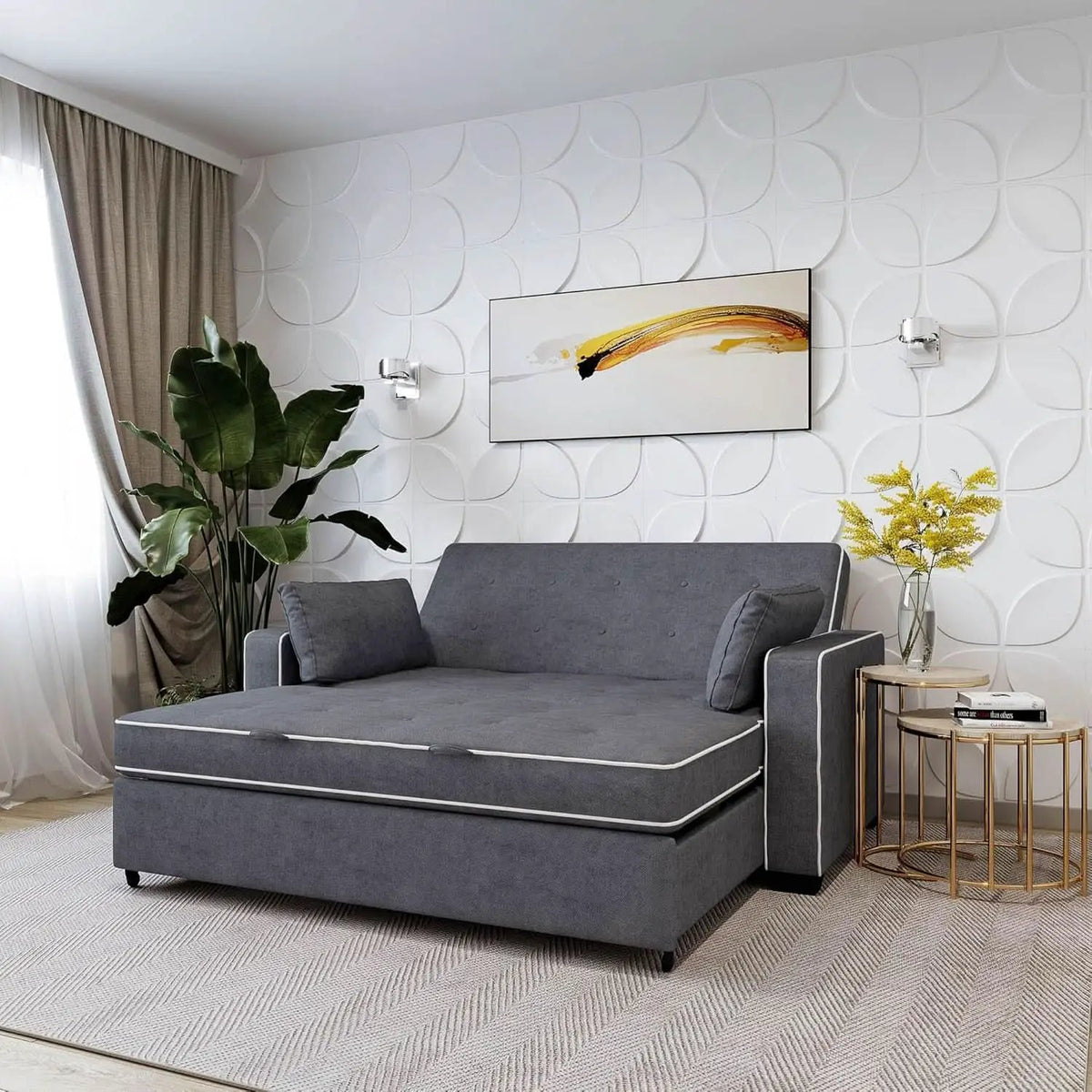 Ainsley Loveseat With Pull Out Sleeper Microfiber Charcoal from PriceLows™