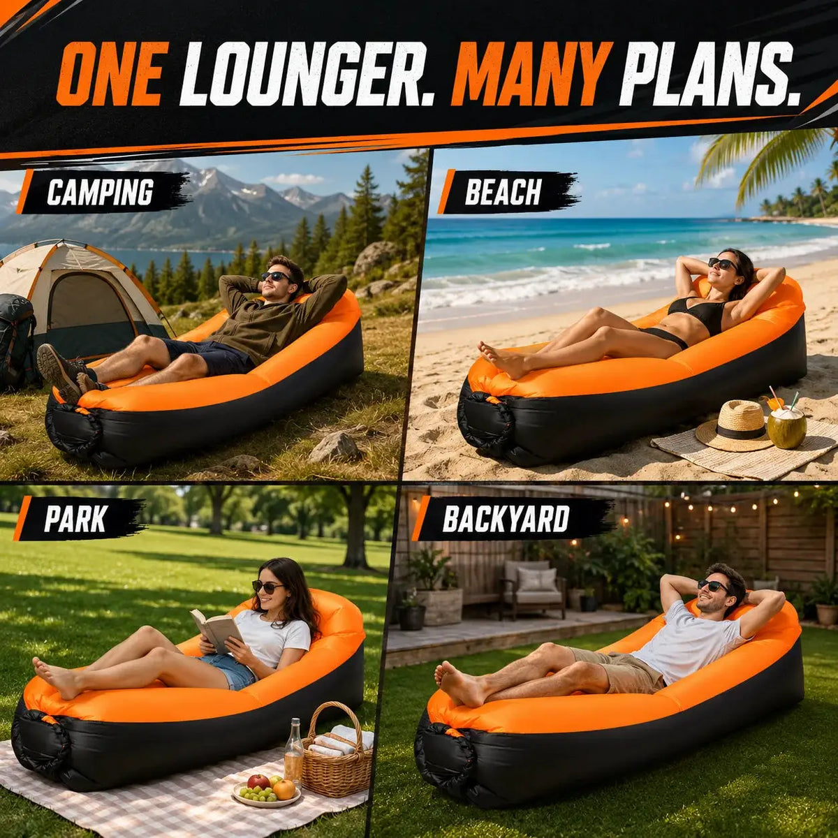 Portable Air Sofa Waterproof Fast Inflatable Lounger for Beach Camping Picnic Lightweight Durable Lazy Couch with Carry Bag from PriceLows™