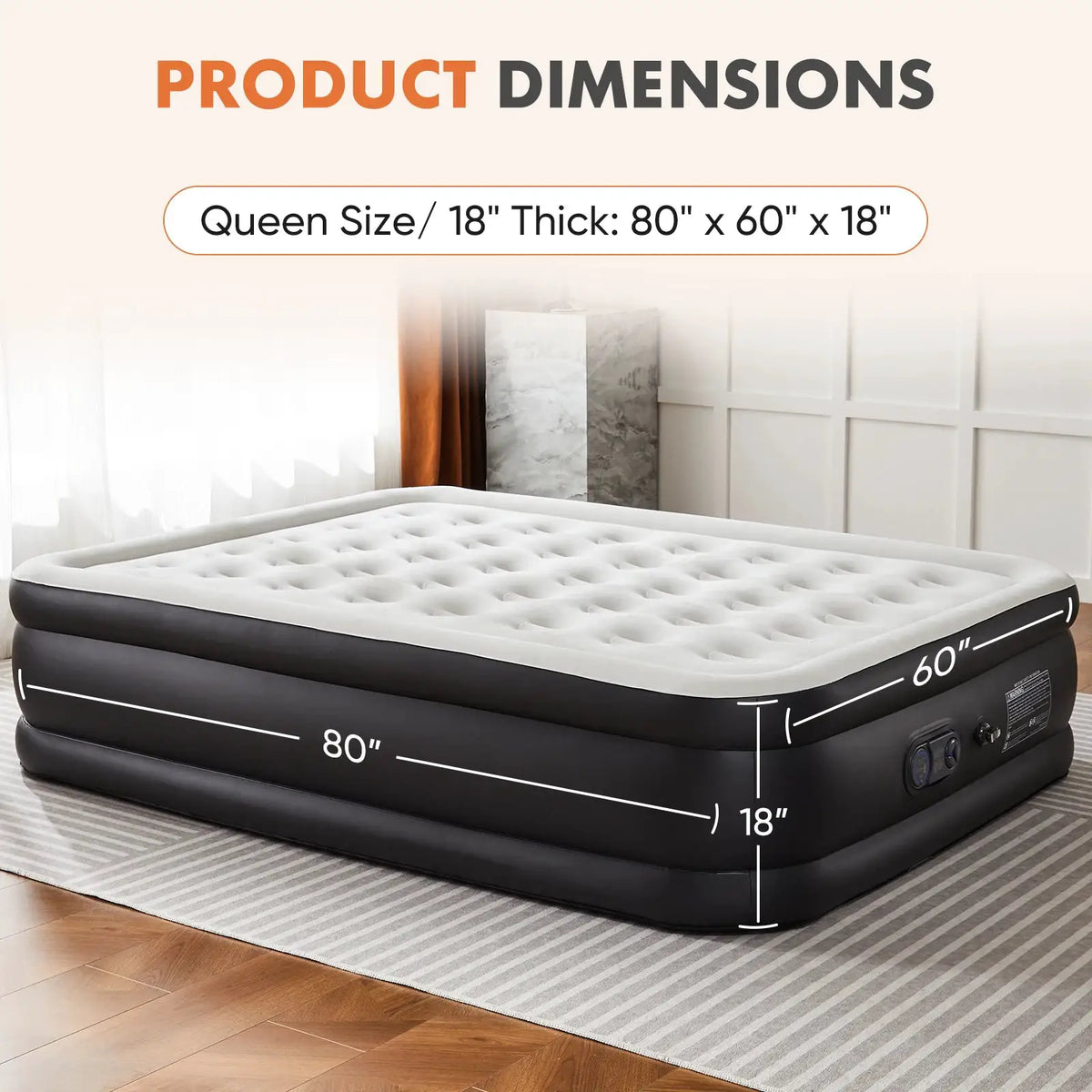 MCQ 18IN Tall Air Mattress with Built in Pump Inflatable Blow Up Airbed Non-Slip Bottom Weight Capacity 660 lbs for Home Camping from PriceLows™