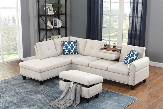 Alger Sofa & Chaise With Ottoman 2 Piece Living Room Set | PriceLows™
