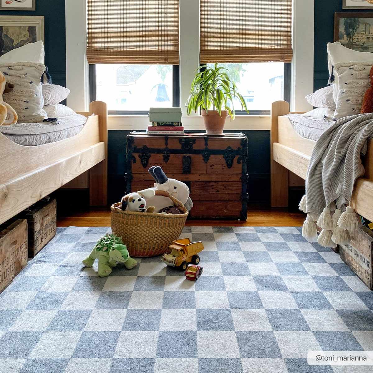 Alie Gray Checkered Washable Area Rug from PriceLows™