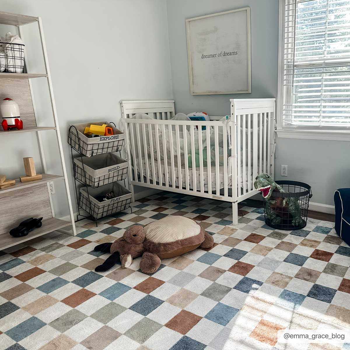 Alie Colorful Checkered Washable Rug from PriceLows™