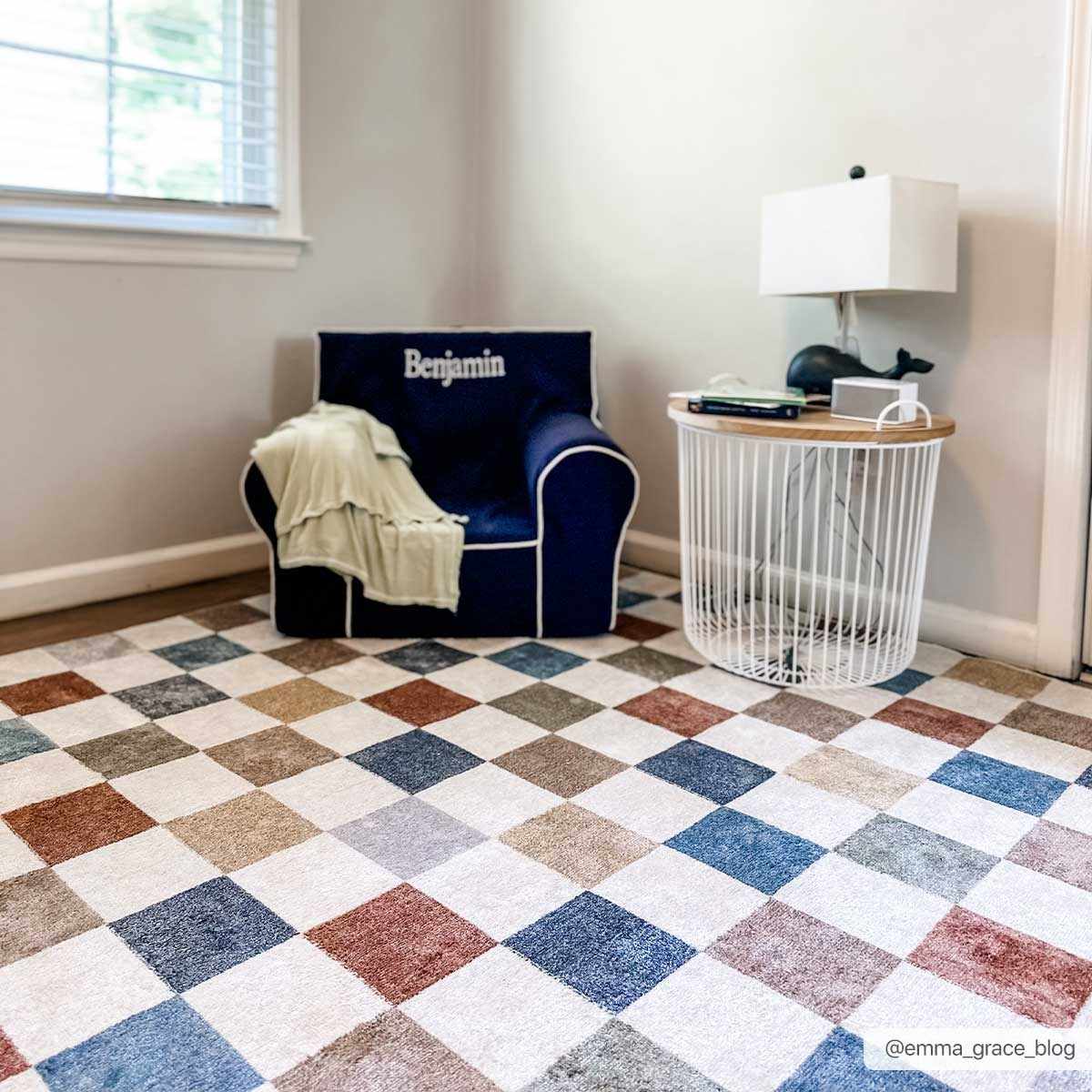 Alie Colorful Checkered Washable Rug from PriceLows™