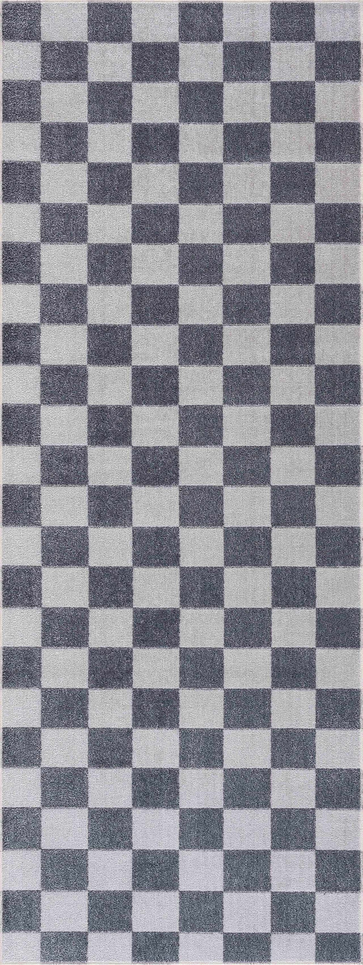 Alie Gray Checkered Washable Area Rug from PriceLows™