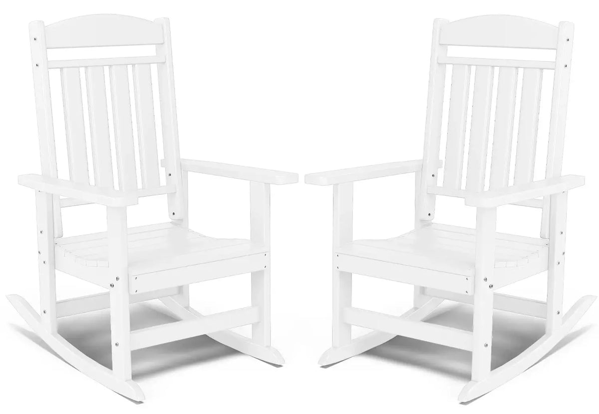 FOOWIN 2pcs Oversized High Back Outdoor Patio Rocking Chair All Weather HDPE Porch Rocker Adult Garden Lawn Indoor from PriceLows™