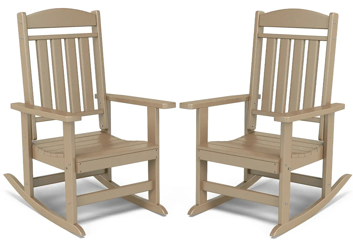 FOOWIN 2pcs Oversized High Back Outdoor Patio Rocking Chair All Weather HDPE Porch Rocker Adult Garden Lawn Indoor from PriceLows™