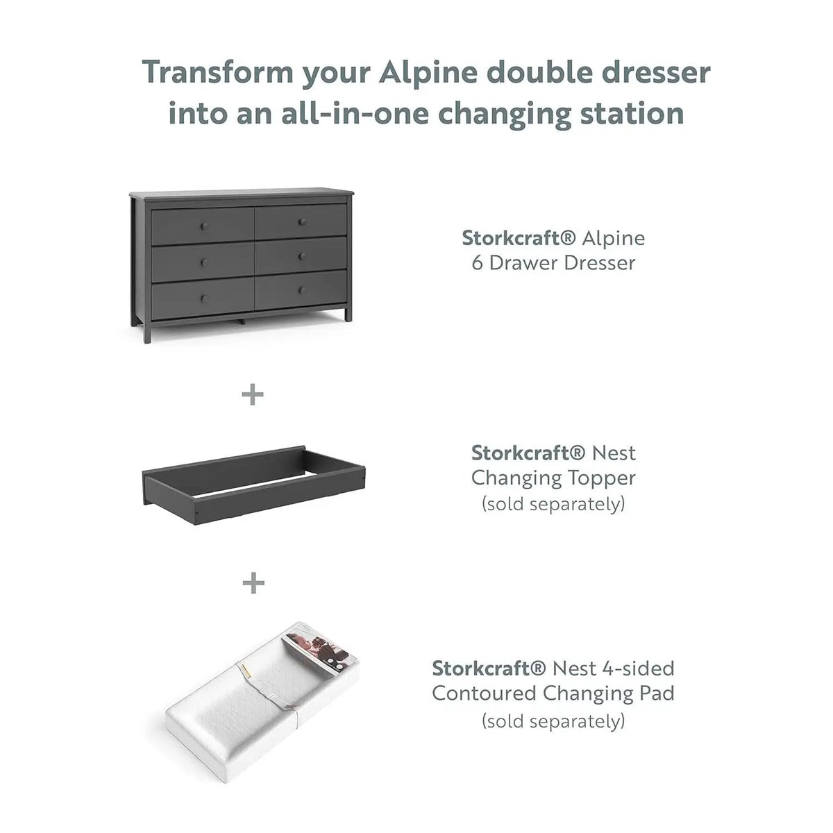 Alpine Gray 6 Drawer Dresser GREENGUARD Gold Certified from PriceLows™
