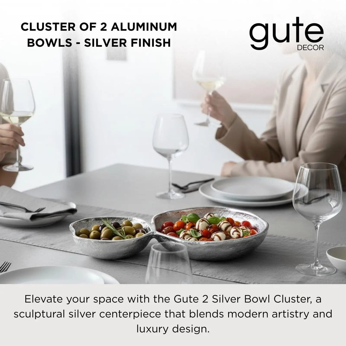 2 Cluster Decorative Bowls Bright Silver Snack Tray Bowl Chip from PriceLows™