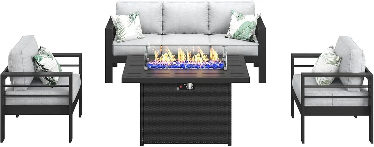 Aluminum Outdoor Patio Sectional Set With Fire Pit Table from PriceLows™