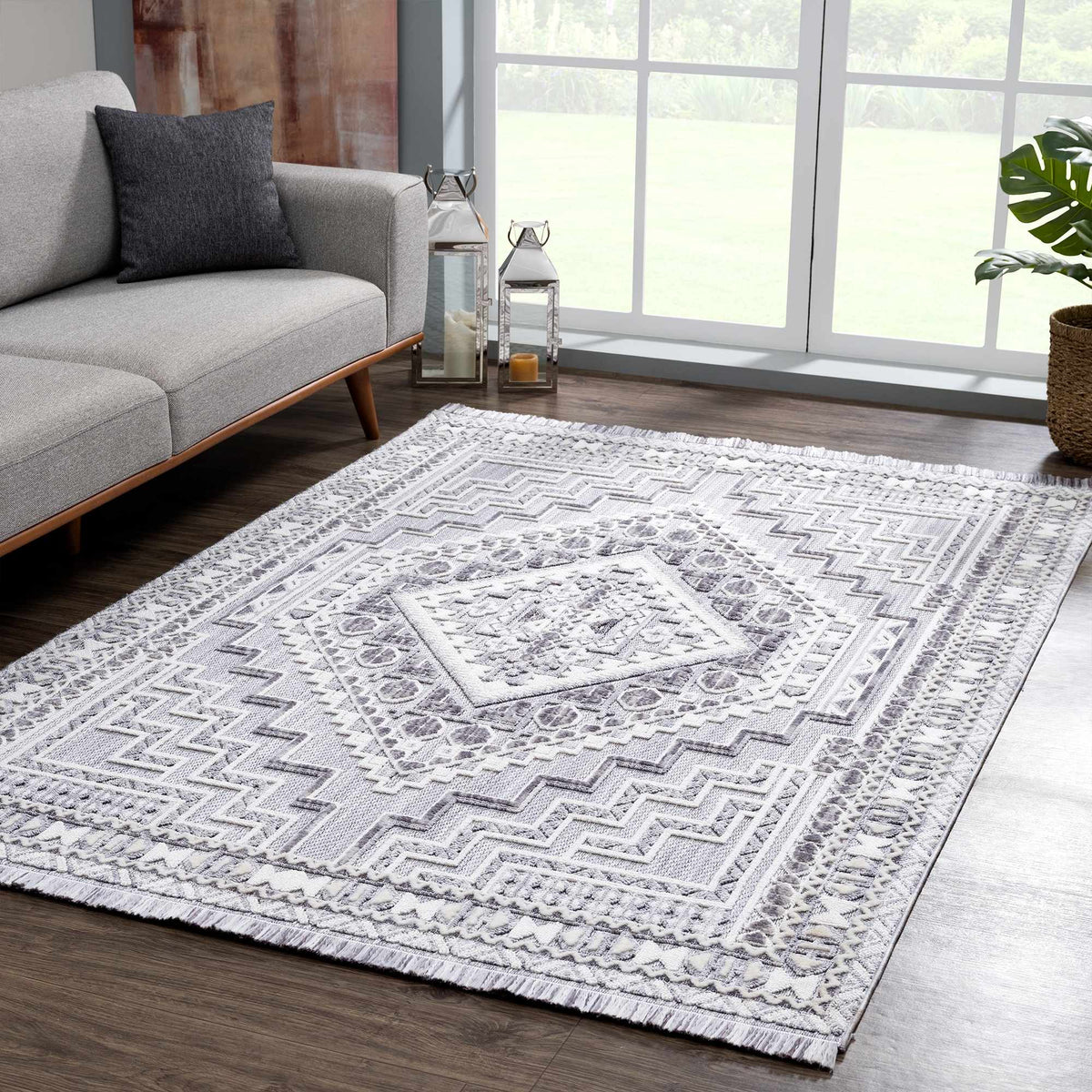 Alya Charcoal Textured Area Rug from PriceLows™