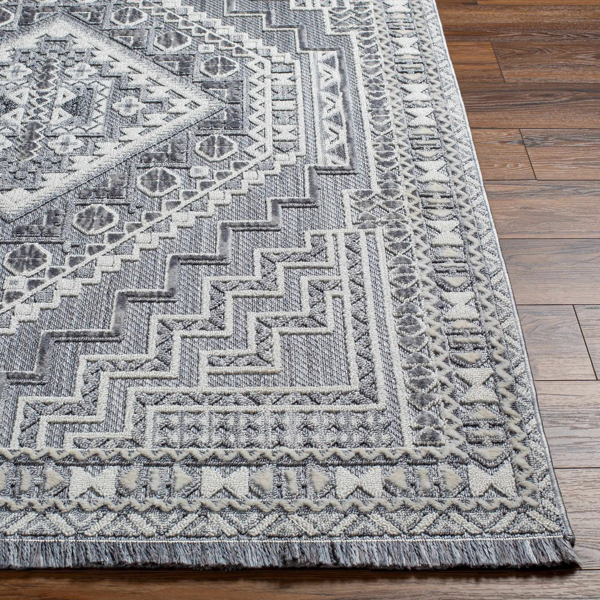 Alya Charcoal Textured Area Rug from PriceLows™