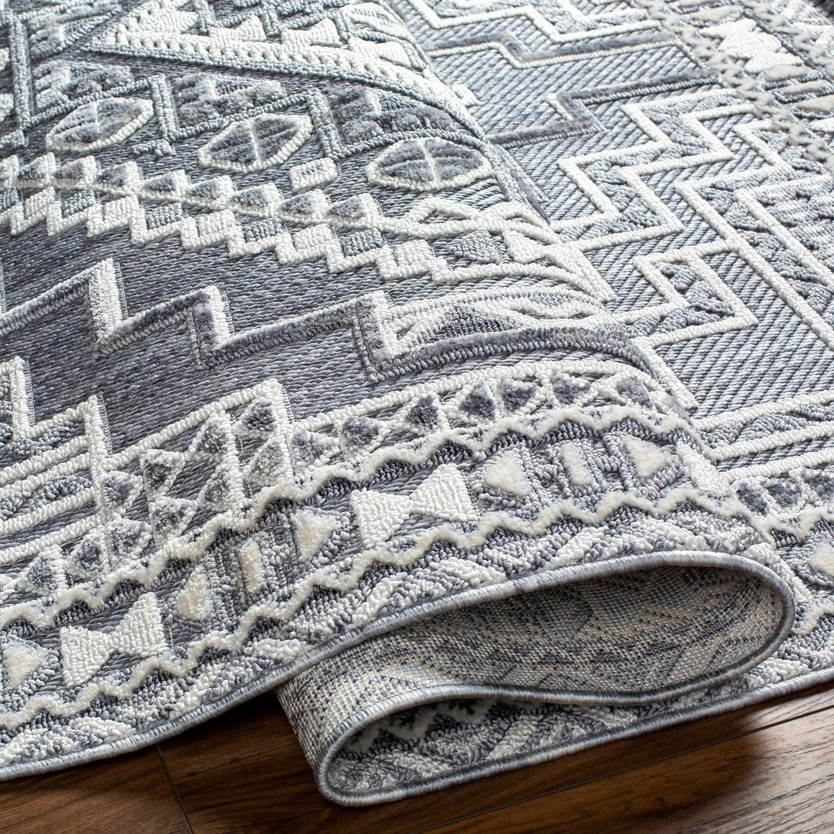 Alya Charcoal Textured Area Rug from PriceLows™