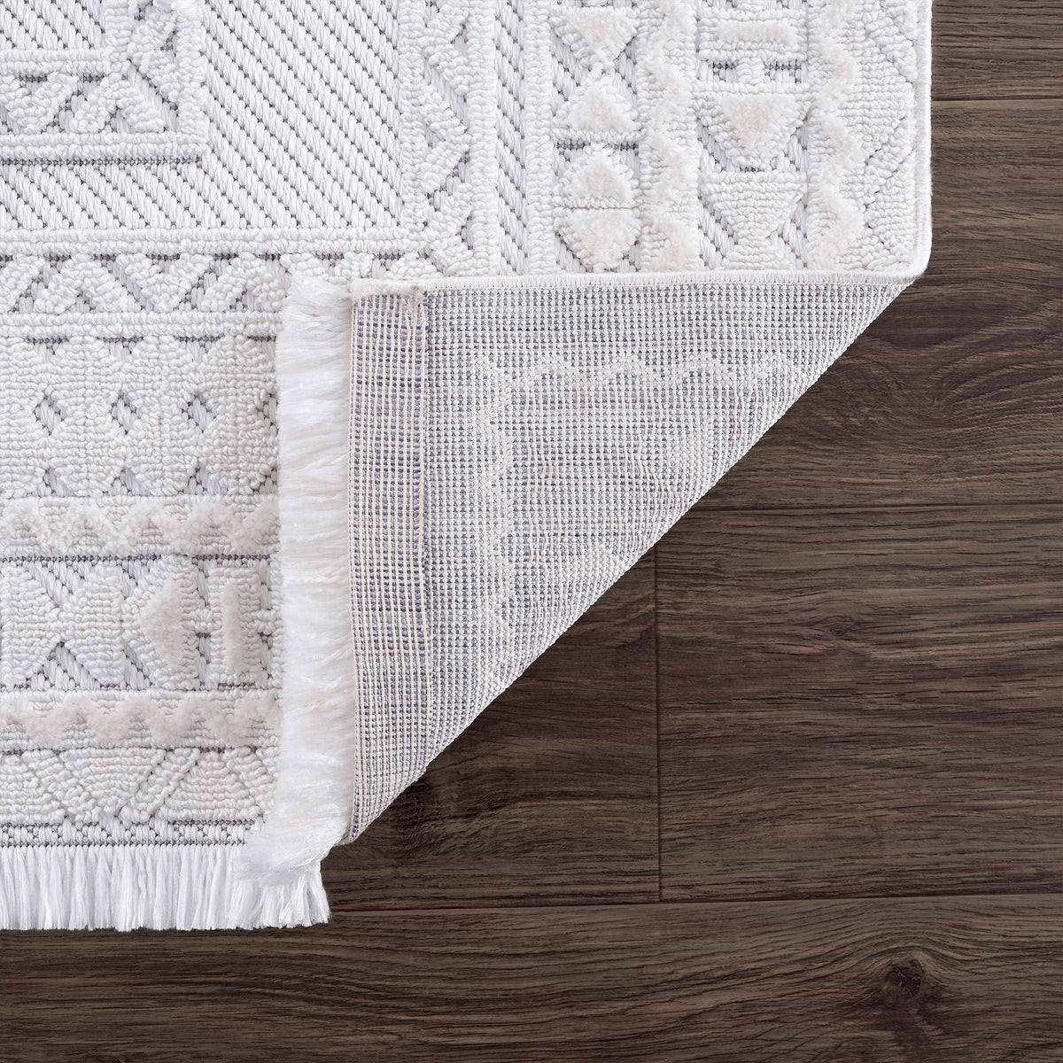 Alya White Fringe Rug from PriceLows™