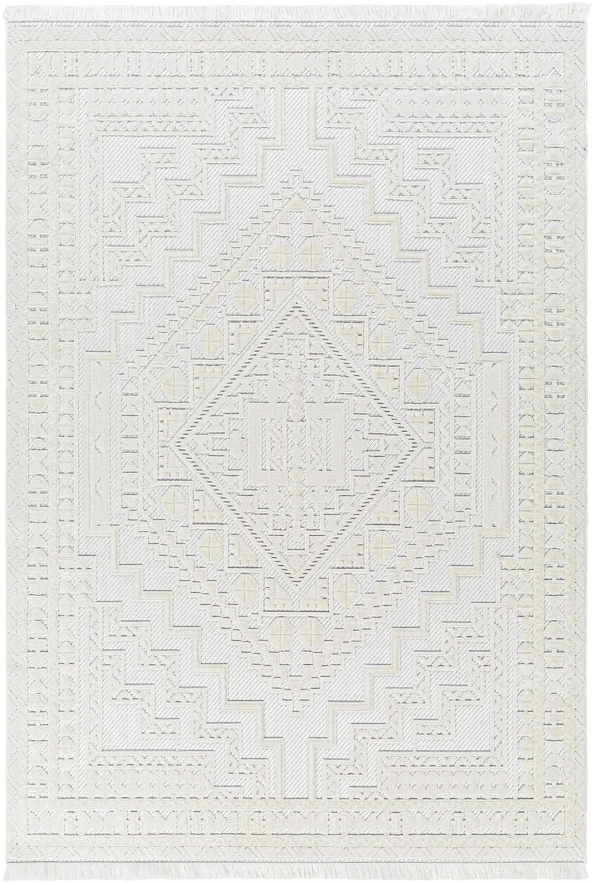 Alya White Fringe Rug from PriceLows™