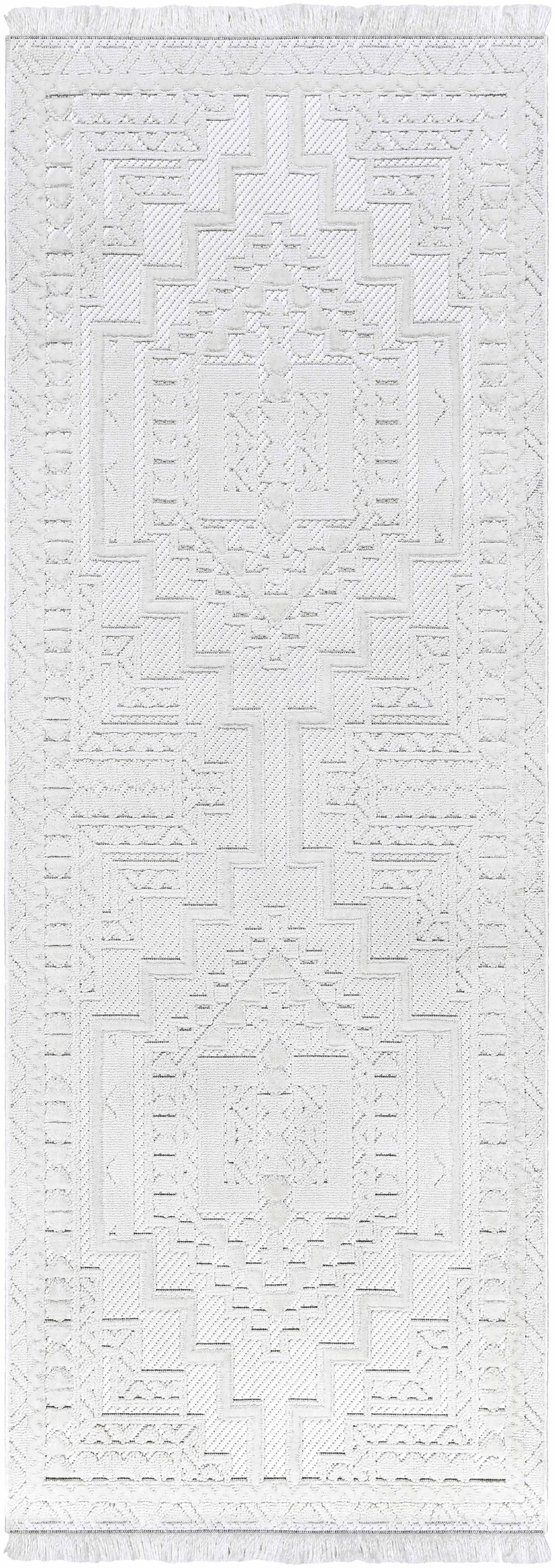 Alya White Fringe Rug from PriceLows™