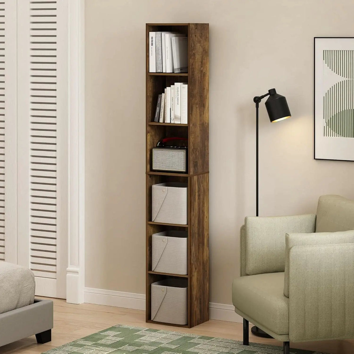 Amber Pine Six Tier Open Shelf Bookcase Home Office Storage from PriceLows™