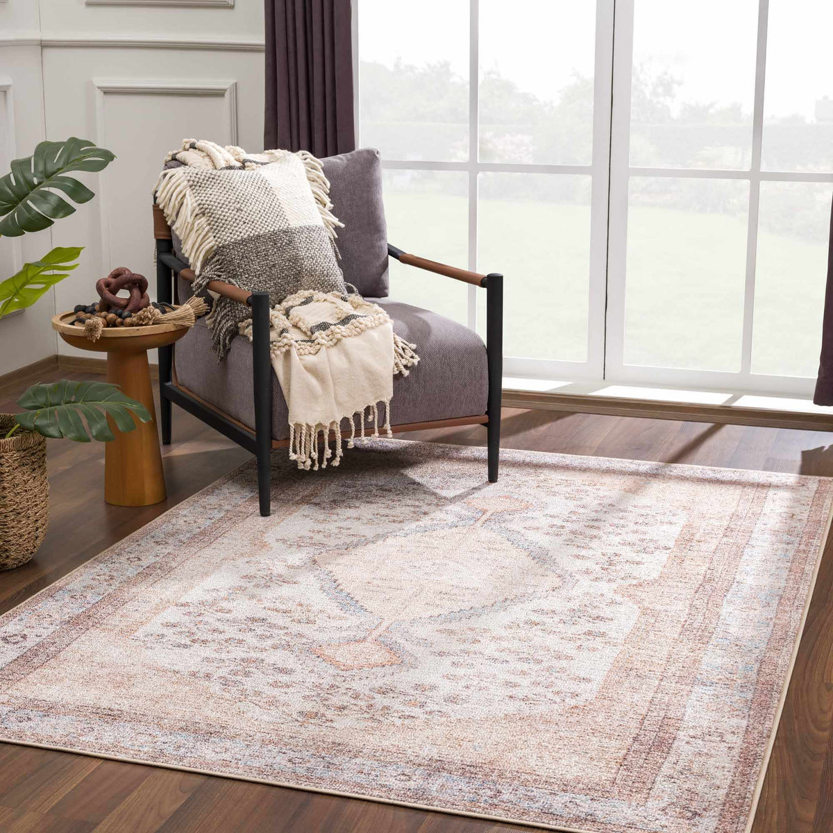 Analu Peach Washable Area Rug from PriceLows™