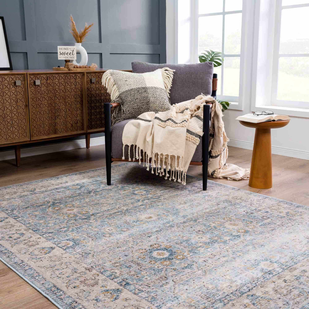 Anana Silver Blue & Beige Area Rug from PriceLows™