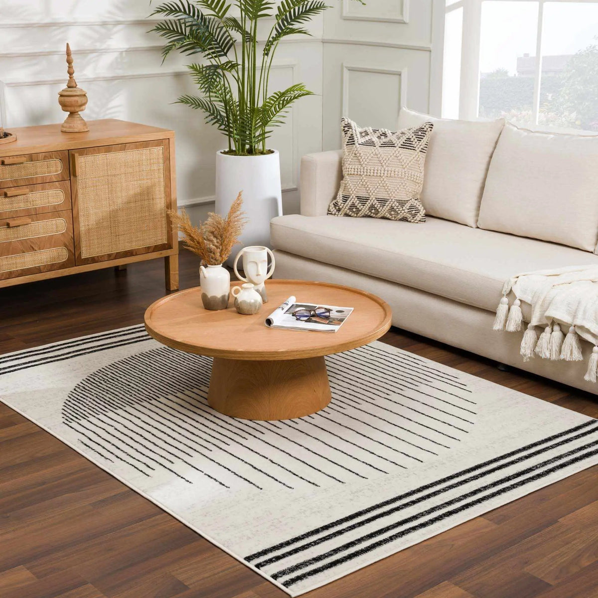 Angus Abstract Black and White Area Rug from PriceLows™