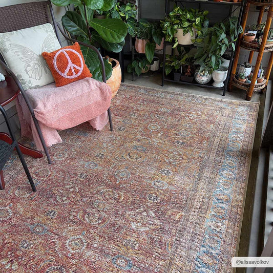 Anshu Peach Washable Area Rug from PriceLows™