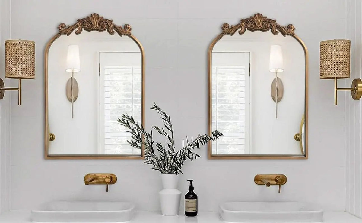 Antique Gold Baroque Arched Wall Mirror 19x27 Decor from PriceLows™
