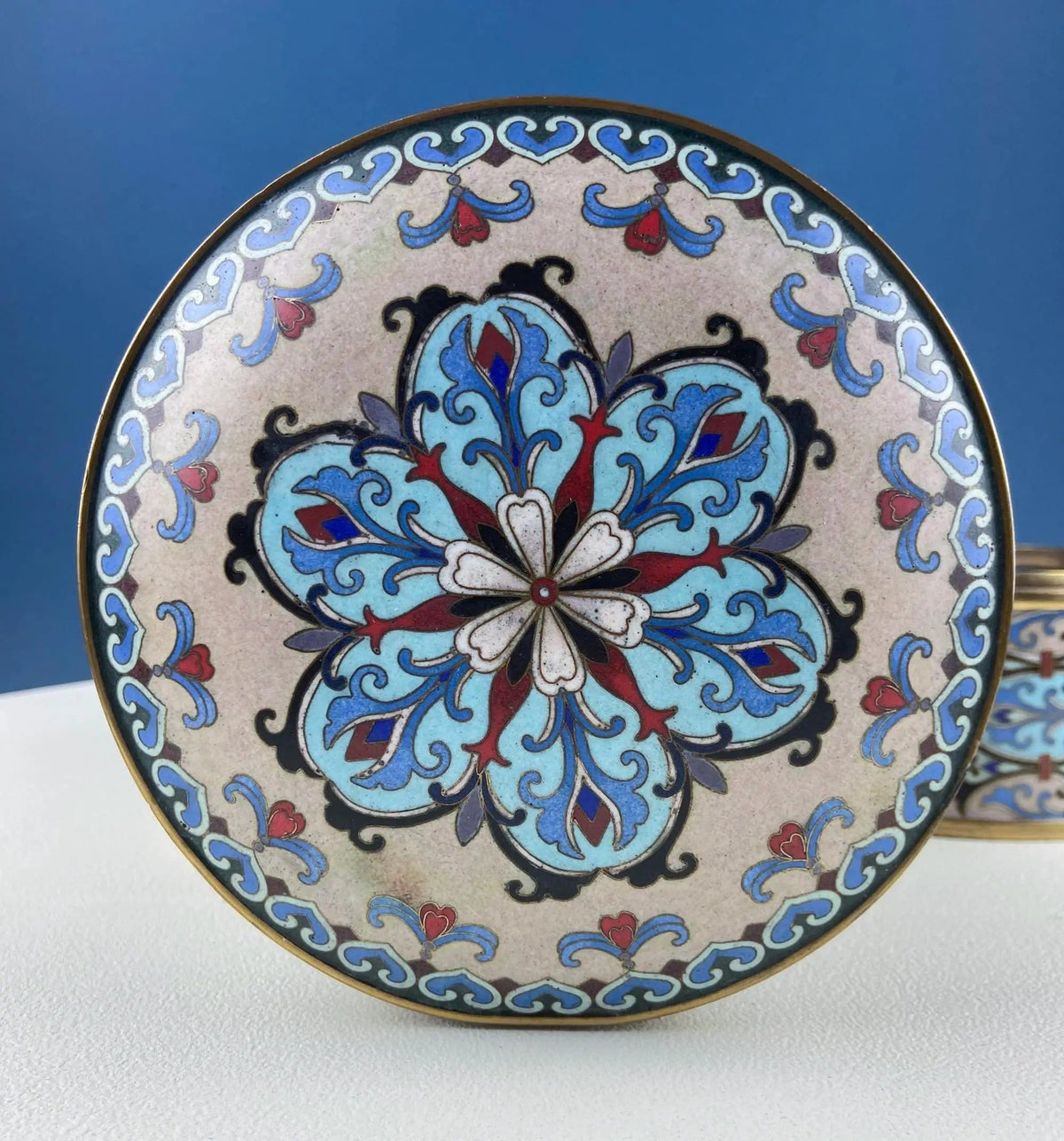 Antique Chinese Cloisonne Stackable Boxes | Set of 4 Bowls | Brass Trims | Collectors & Hosts