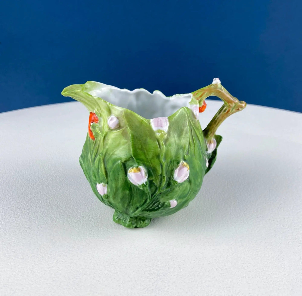 Antique Bisque Porcelain Pitcher Creamer Jug Covered in 3D Flowers and Berries | Bavaria Royal Bayreuth Modern Farmhouse | Dining Room Decor | Collectors & Hosts