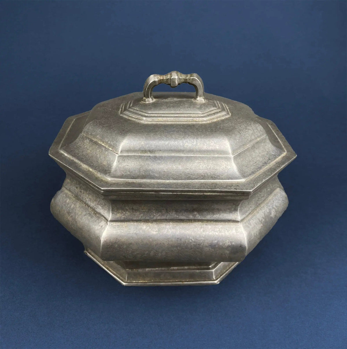 Antique Italian Pewter Box with Hinged Lid | Large Pewter Bowl | Trinket or Jewelry Box | Collectors & Hosts