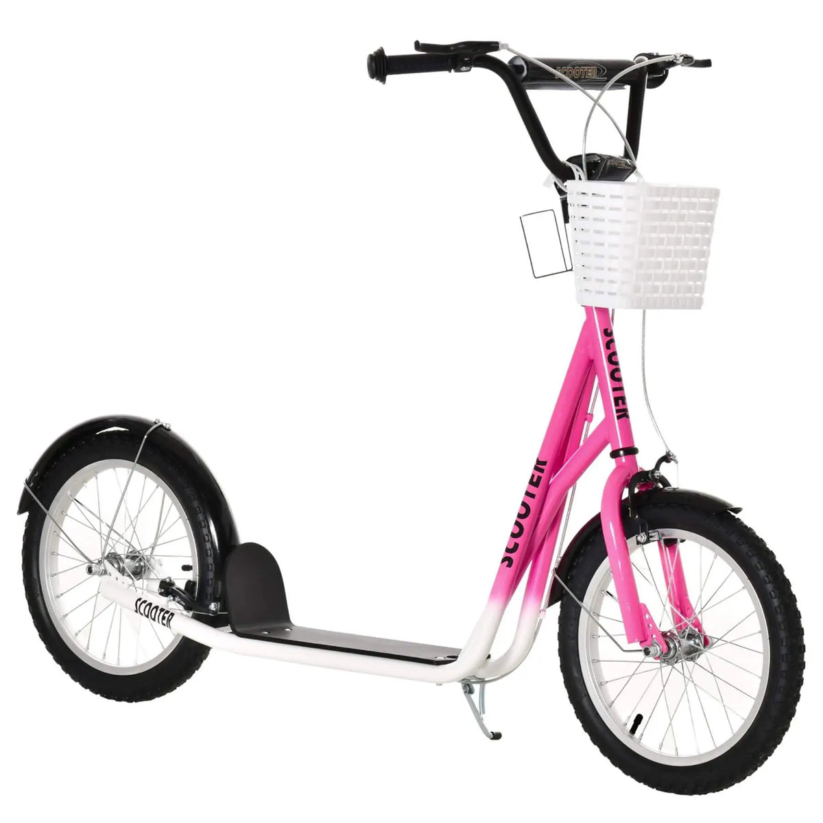 Youth Kick Scooter | Adjustable Handlebars | Front Basket | Pink