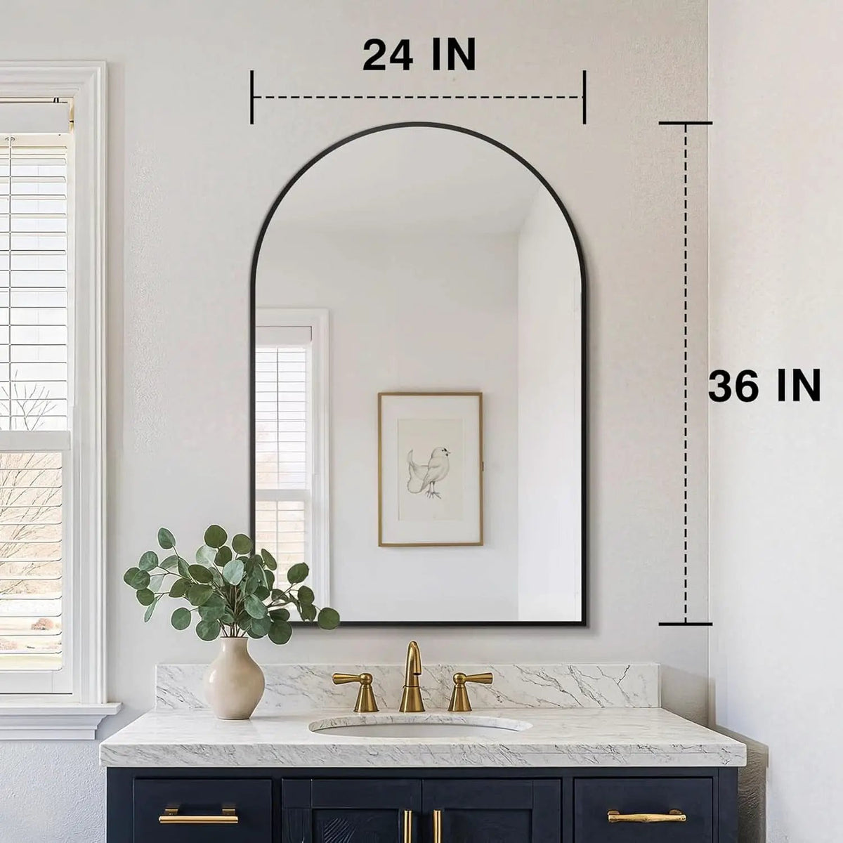 Arched Vanity Mirror 24 By 36 Inches Black Set Of Two from PriceLows™