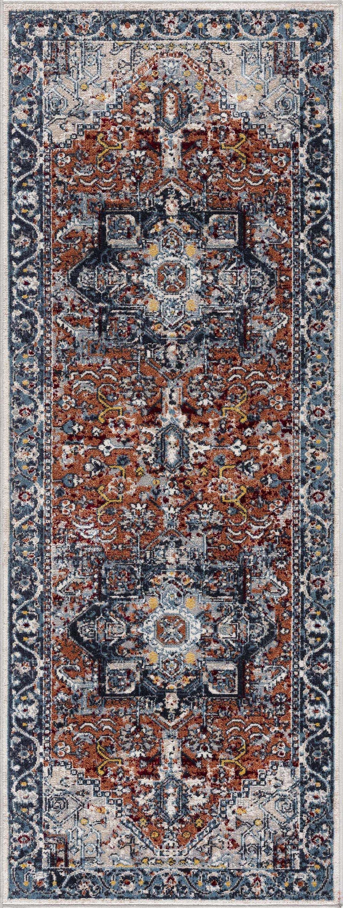 Cabacungan Blue & Rust Washable Area Rug from PriceLows™