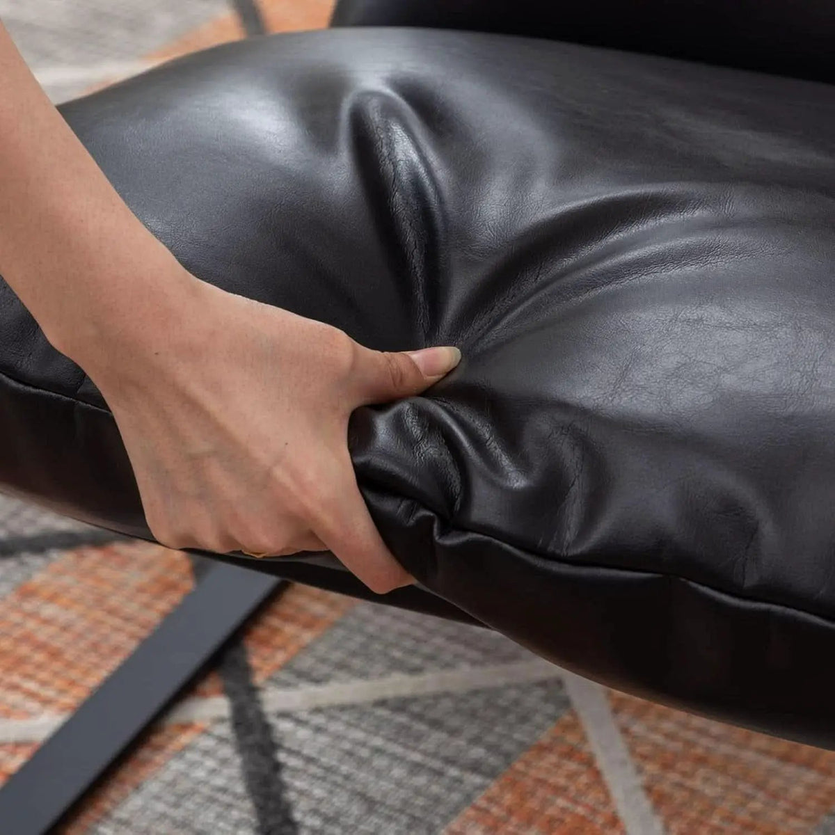 Black PU Leather MidCentury Upholstered Leisure Armchair from PriceLows™