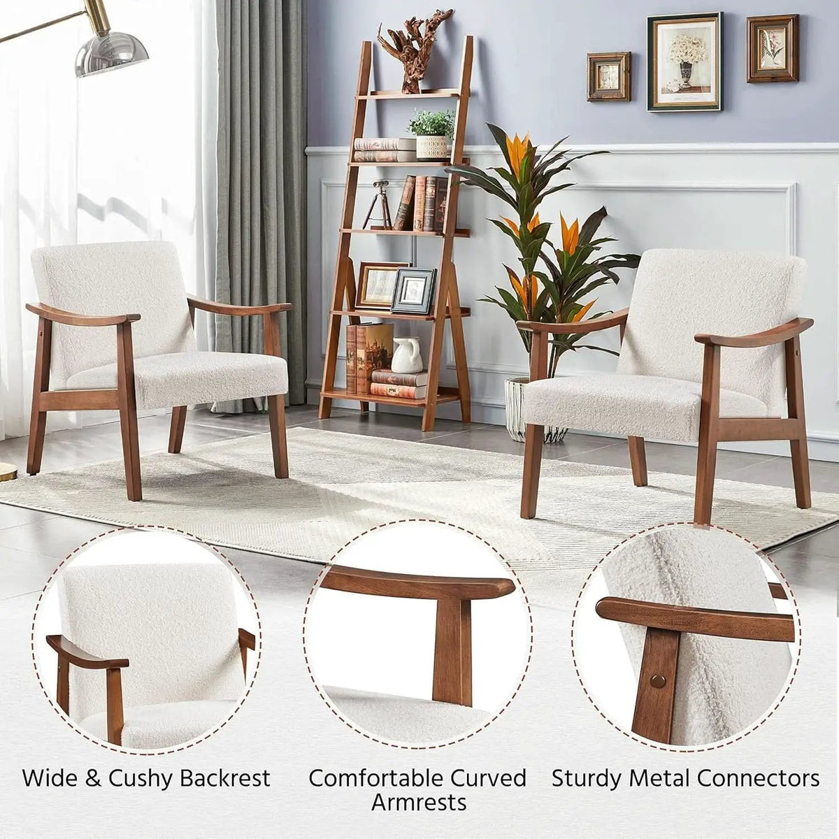 Ivory Professionally Upholstered Fabric Armchair High Back from PriceLows™