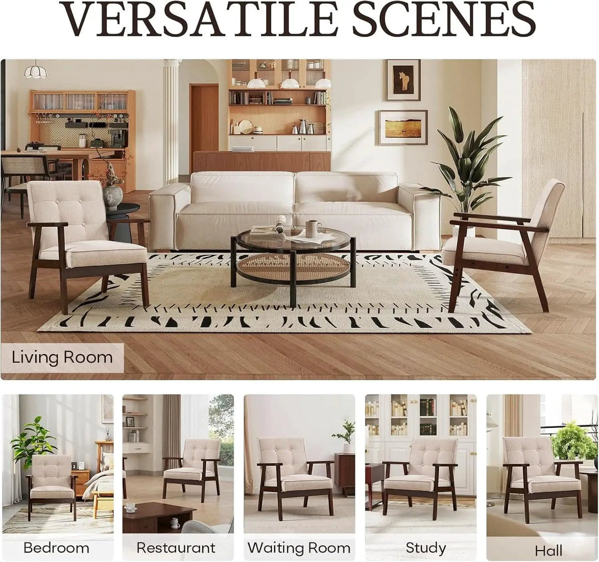 Mid-Century Fabric Upholstered Armchair Set Of Two from PriceLows™