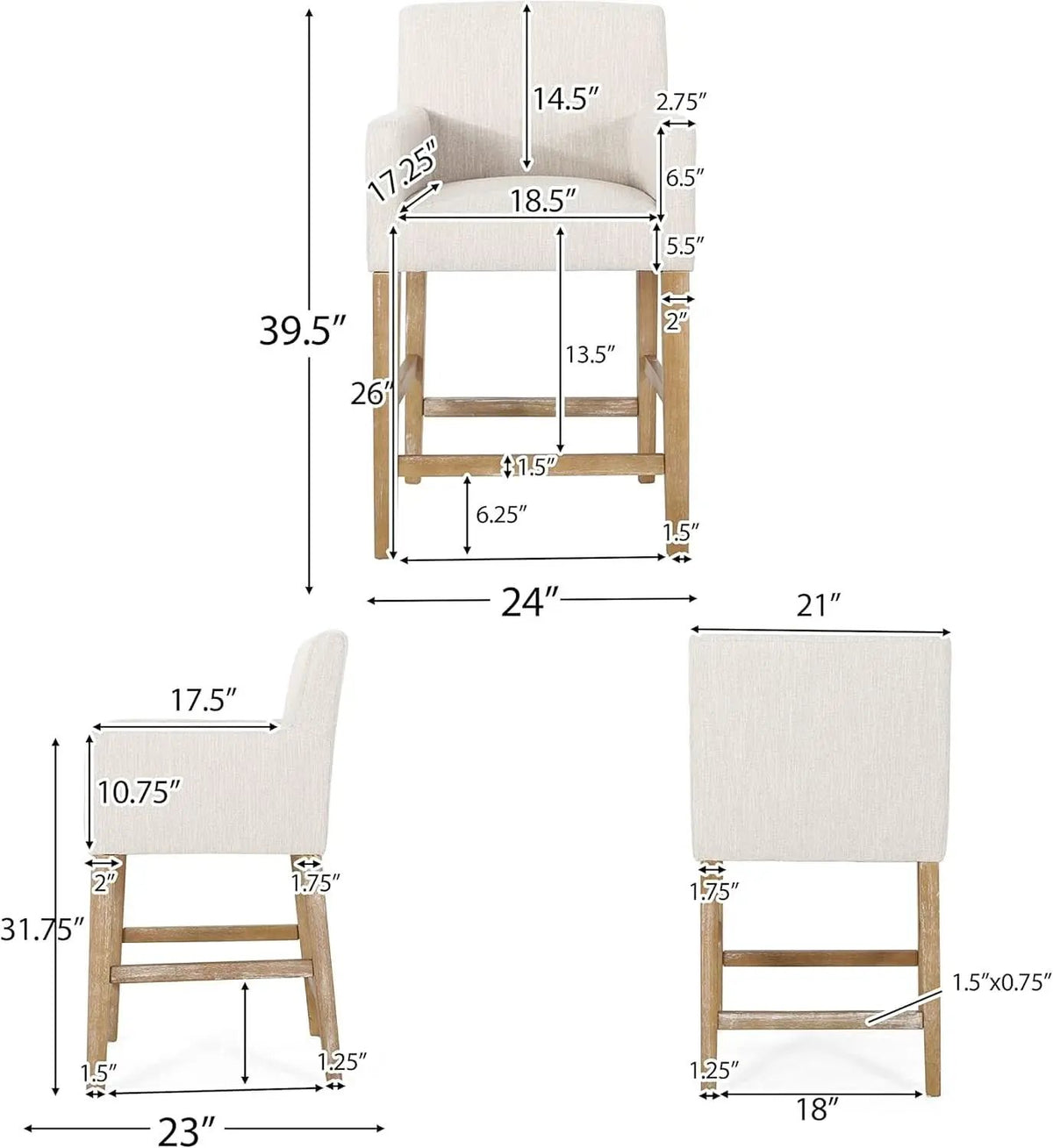 Armga Upholstered 26 Inch Counter Stools Beige Set Of 2 from PriceLows™