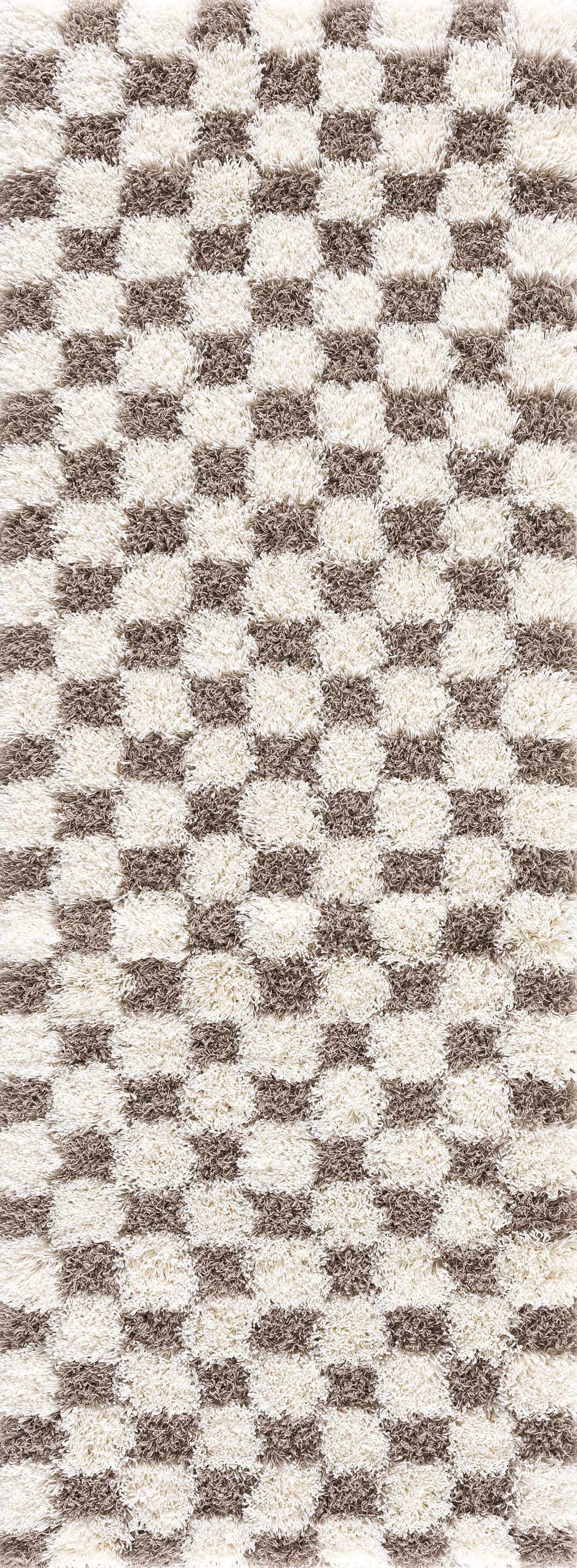 Atira Brown Checkered Area Rug from PriceLows™