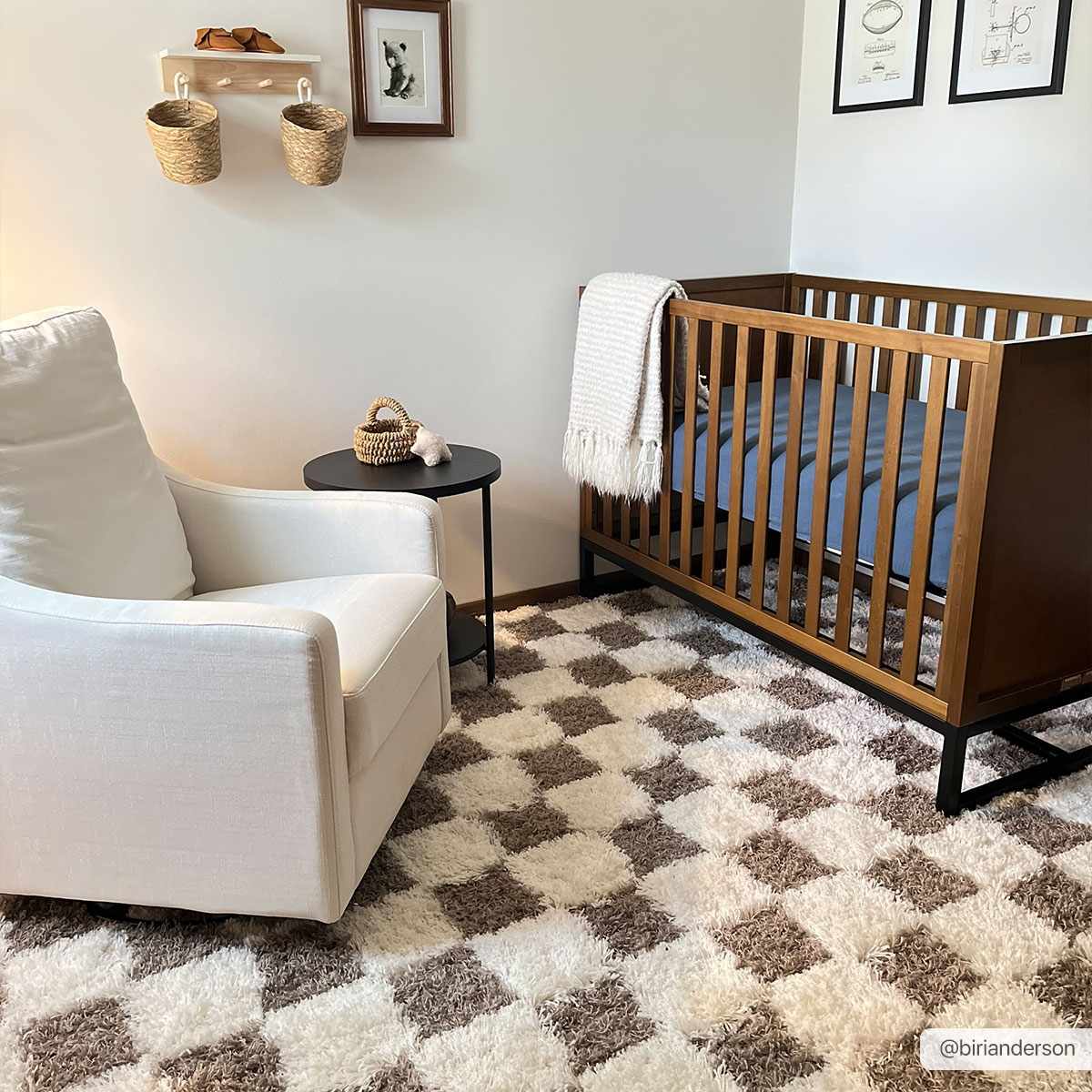 Atira Brown Checkered Area Rug from PriceLows™