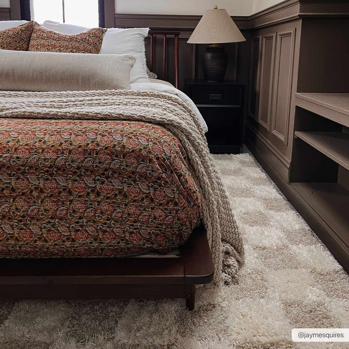 Atira Light Brown Checkered Area Rug from PriceLows™