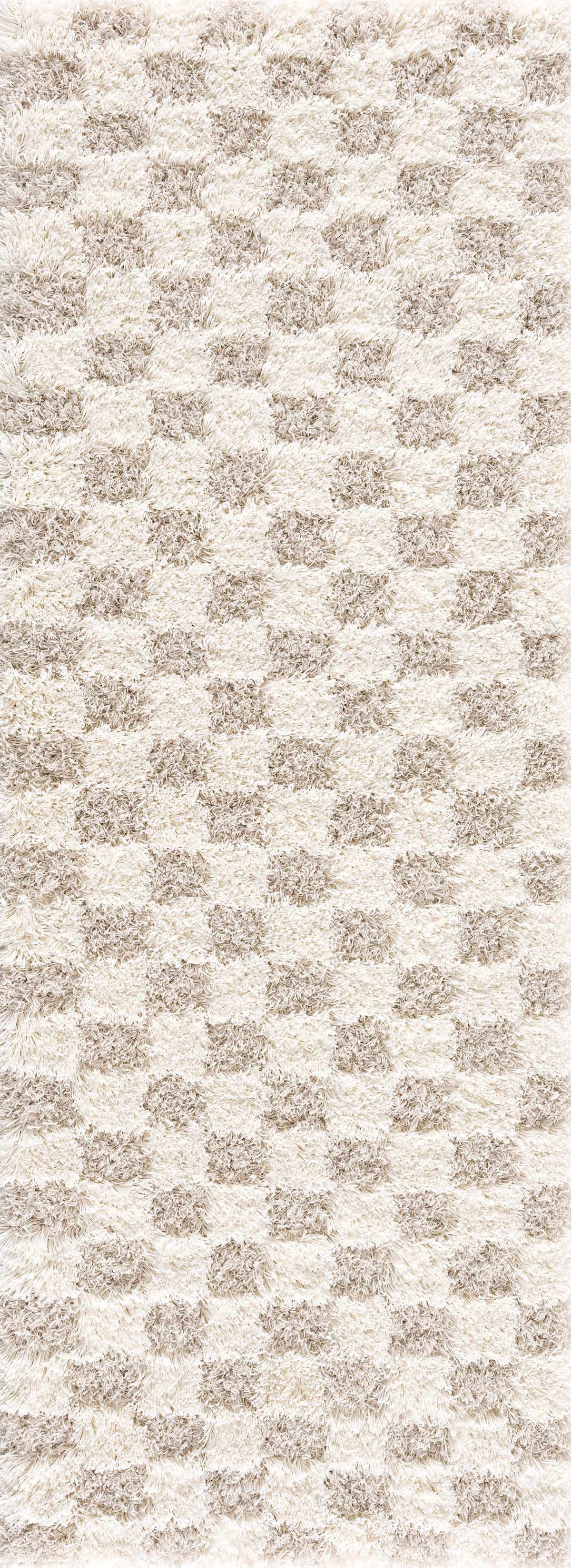Atira Light Brown Checkered Area Rug from PriceLows™