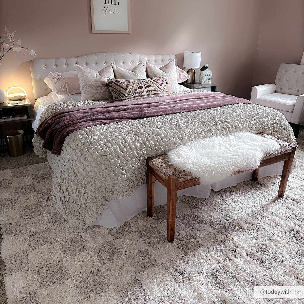 Atira Light Brown Checkered Area Rug from PriceLows™