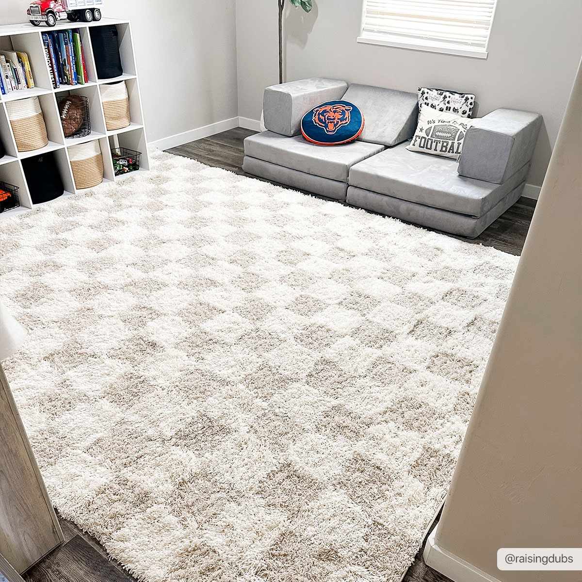 Atira Light Brown Checkered Area Rug from PriceLows™