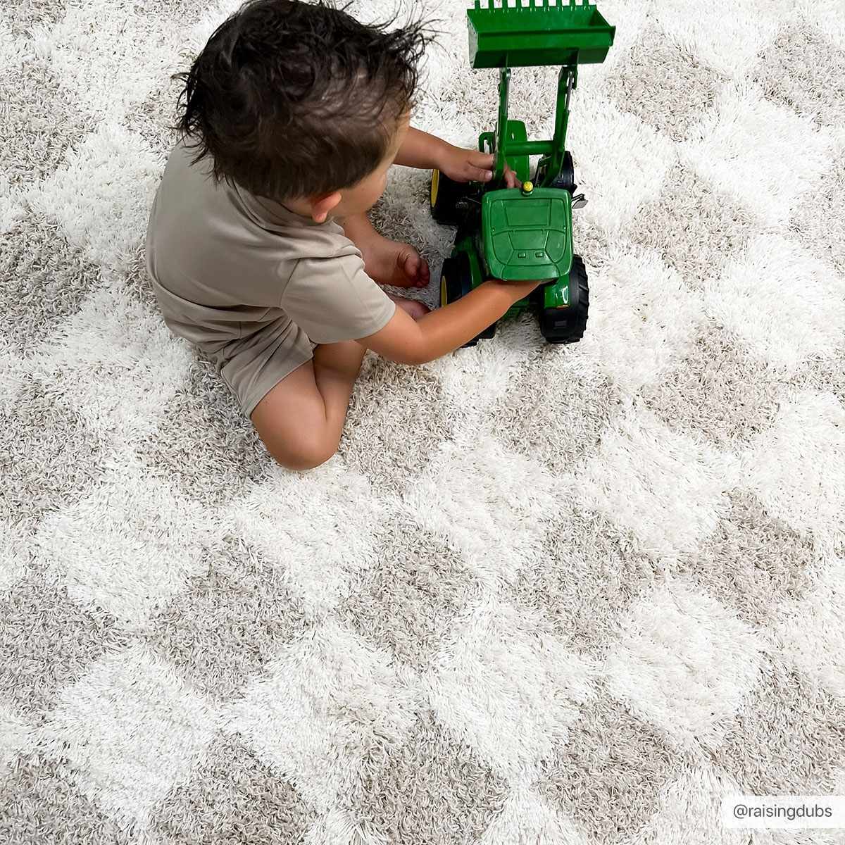 Atira Light Brown Checkered Area Rug from PriceLows™