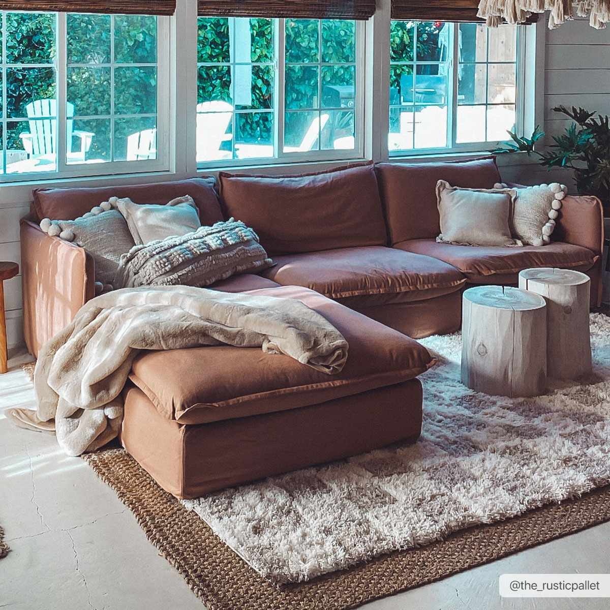 Atira Light Brown Checkered Area Rug from PriceLows™