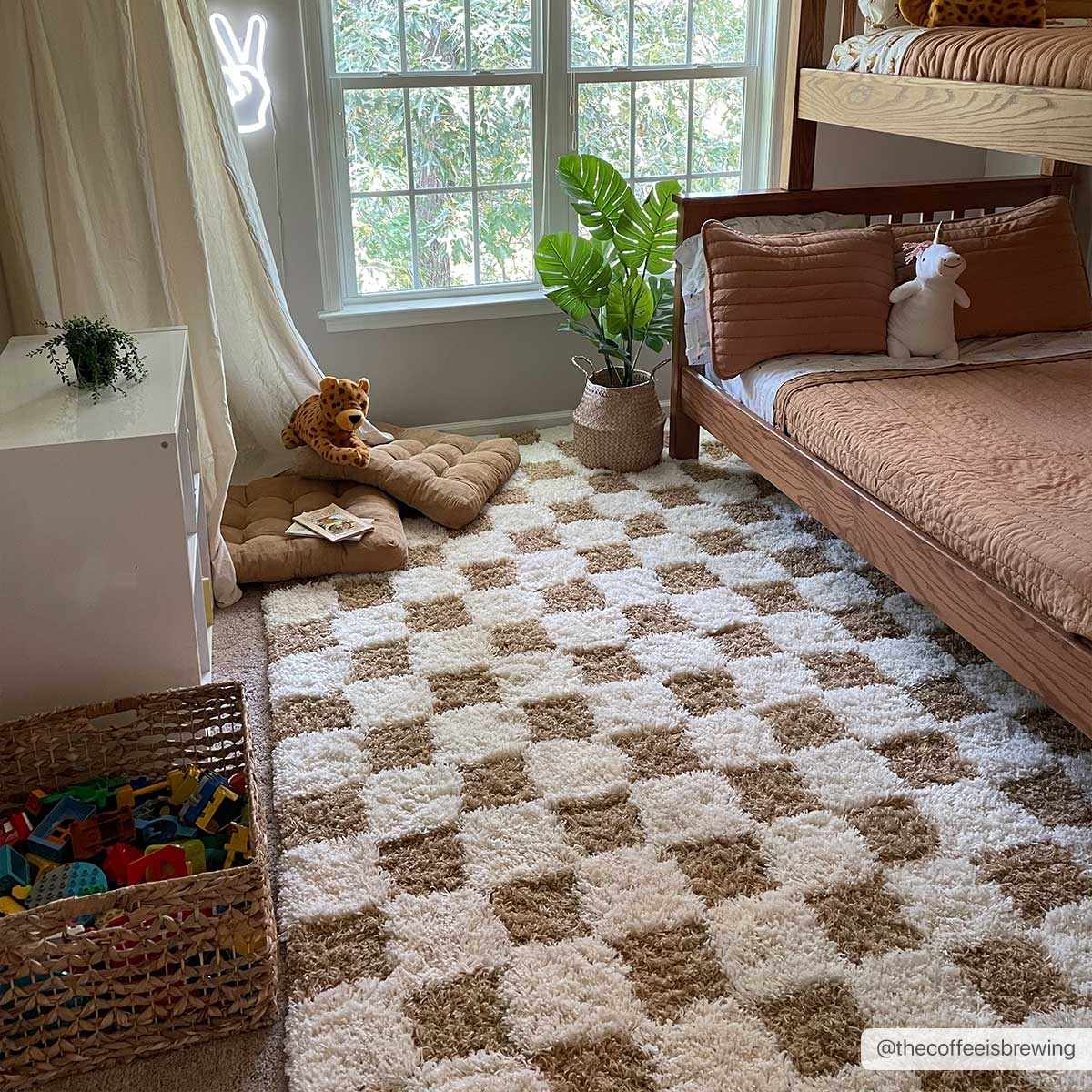 Atira Mustard Checkered Area Rug from PriceLows™