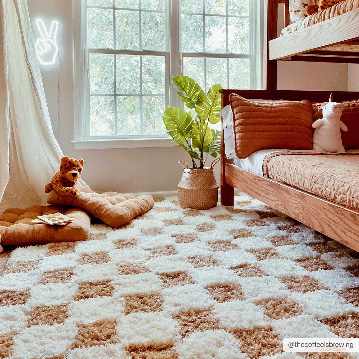Atira Mustard Checkered Area Rug from PriceLows™