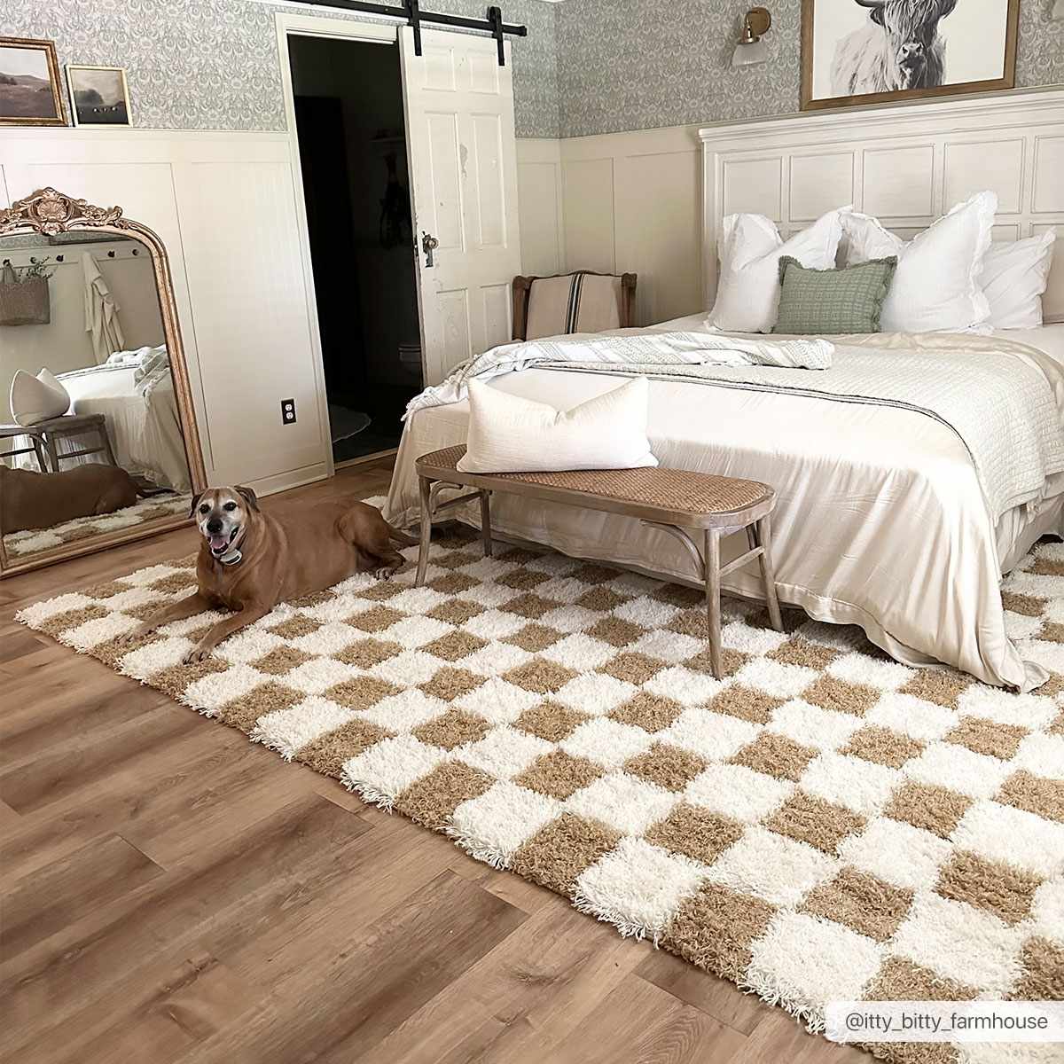 Atira Mustard Checkered Area Rug from PriceLows™