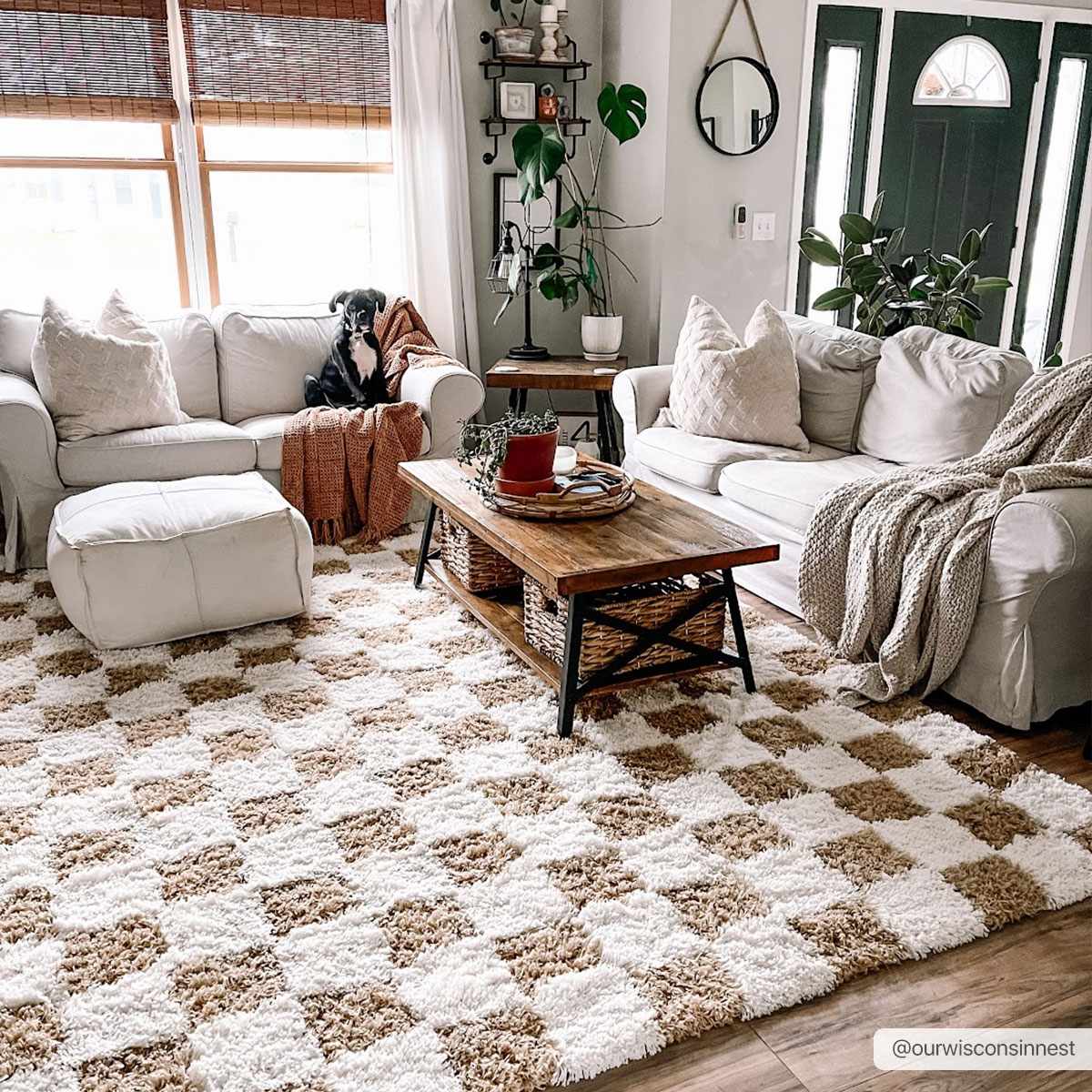 Atira Mustard Checkered Area Rug from PriceLows™