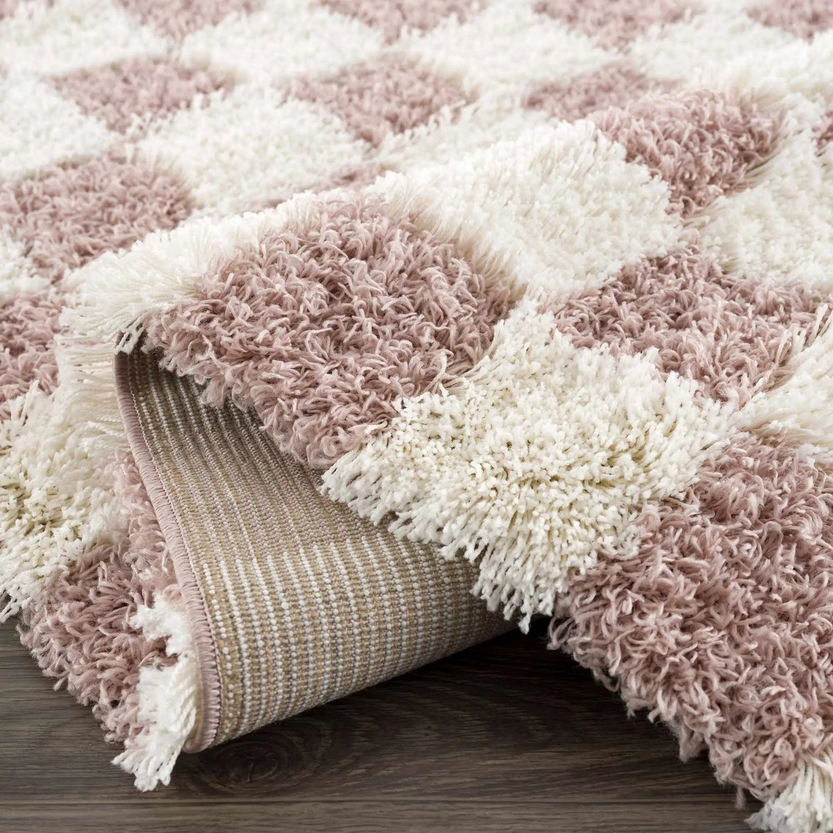 Atira Pink Checkered Area Rug from PriceLows™