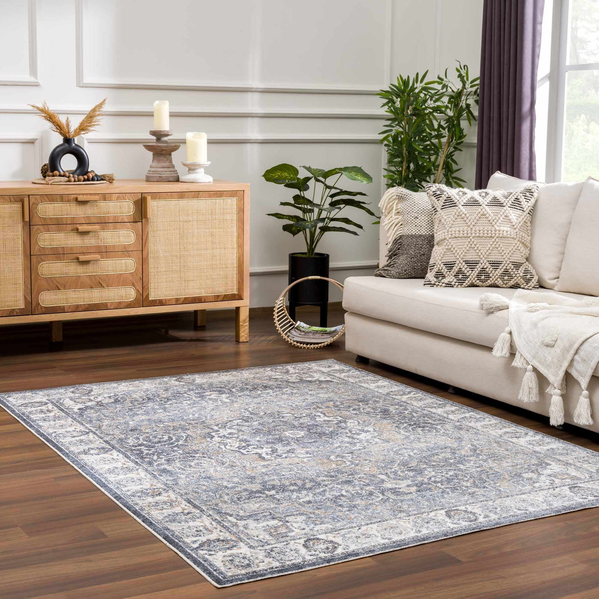 Aurum Blue Washable Area Rug from PriceLows™